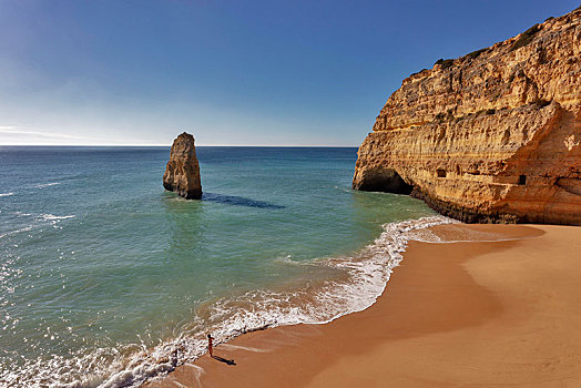 石头,沙滩,阿尔加维,葡萄牙,欧洲