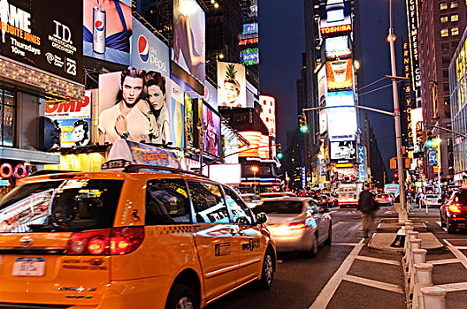 黄色小室,街道,交通,时代广场,42街,纽约,美国