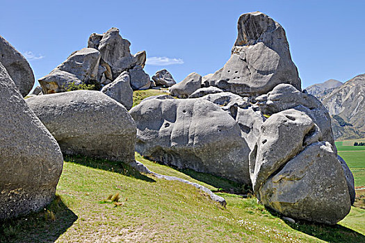 石灰石,排列,城堡,山,石头,区域,地区,南岛,新西兰