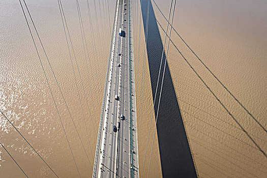 俯视,道路,吊桥,桥,英国,时间