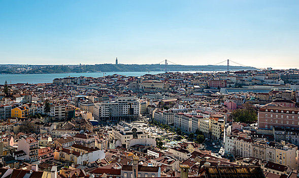 风景,上方,城市,蒙特卡罗,里斯本,葡萄牙,欧洲