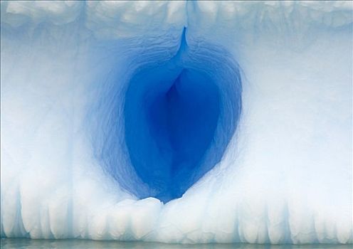 蓝色,洞穴,冰山,冰,融化,动作,通道,南极