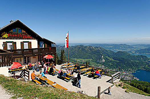 旅店,山,湖,萨尔茨堡州,奥地利,欧洲