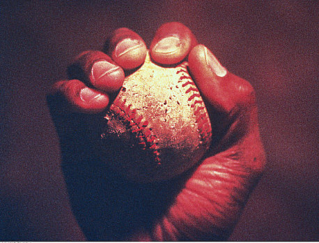特写,握着,棒球