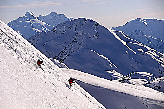 滑雪者,偏僻,海岸,山峦,不列颠哥伦比亚省,加拿大