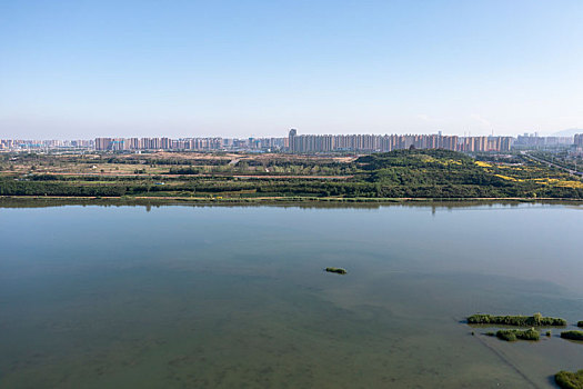 石家庄市,滹沱河湿地公园,航拍画面