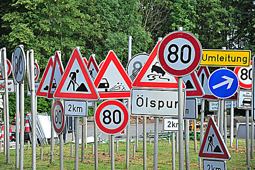 交通标志,公路,维护,盖尔森基兴,北莱茵威斯特伐利亚,德国,欧洲