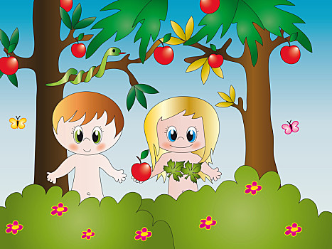 亚当与夏娃画像图片