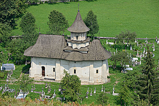 教堂,墓地,涂绘,寺院,北方,摩尔达维亚,罗马尼亚,欧洲