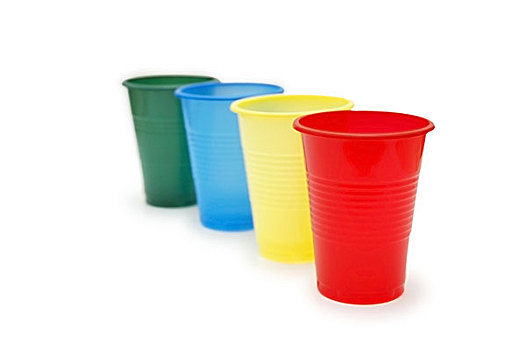 四个,彩色,塑料制品,杯子