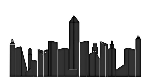 城市建筑群插画剪影