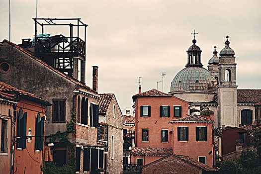 特写,老建筑,屋顶,威尼斯,意大利