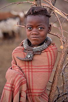 孩子,辛巴族,人,卡奥科兰,纳米比亚,非洲