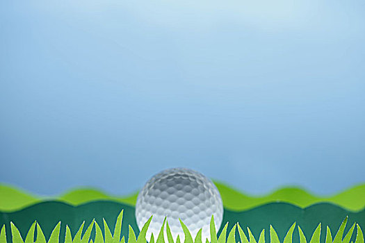 剪纸,草地,高尔夫球,地点,风景,球,圆,白色,象征,高尔夫,比赛,运动,草坪,活动,健身,绿色,蓝色,晴天