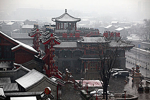 中国,北京,全景,地标,建筑,大雪,雪景,街道,房屋