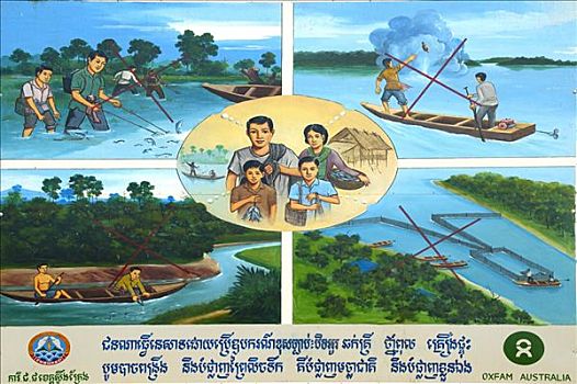 招贴,渔业,水,柬埔寨,南亚