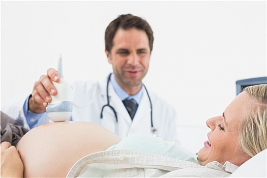 微笑,医生,超声波扫描图,扫瞄,孕妇