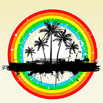 棕榈树,低劣,彩虹,背景