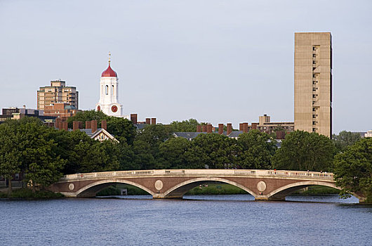 步行桥,河,纪念,查尔斯河,哈佛大学,剑桥,马萨诸塞,美国