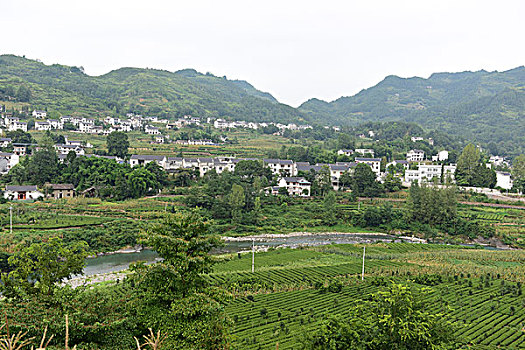 湖北恩施州麂子渡村风景区民居风光