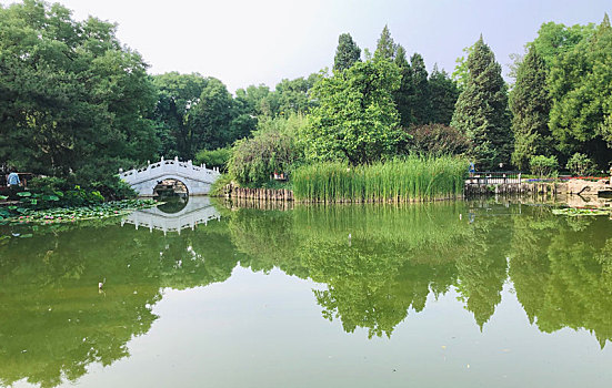 北京宣武艺苑,湖光美色,小桥,倒映