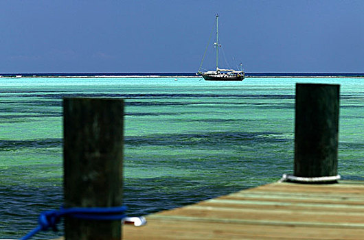 帆船,停泊,青绿色,水,码头