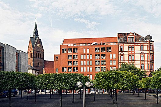 市场教堂,现代,新艺术,建筑,哥特式,砖砌建筑,建造,汉诺威,下萨克森,德国,欧洲