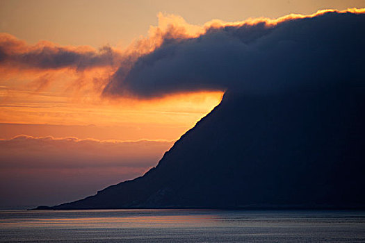 挪威,日出,生动,海岸线,靠近,奥勒松