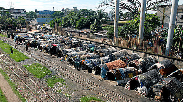 贫民窟,区域,城市,孟加拉,八月,2007年