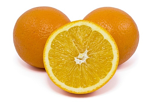 橙色,水果,上方,白色背景