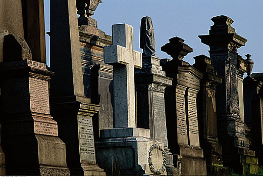 墓碑,墓地,格拉斯哥,苏格兰