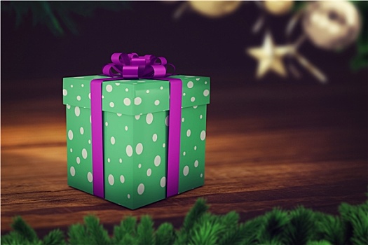 绿色,圣诞礼物,紫色,丝带