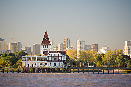 水岸,经典,市区,高层建筑,布宜诺斯艾利斯,背景,阿根廷