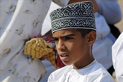 阿曼,男孩,传统服饰,巴提纳地区,区域,阿曼苏丹国,阿拉伯,中东
