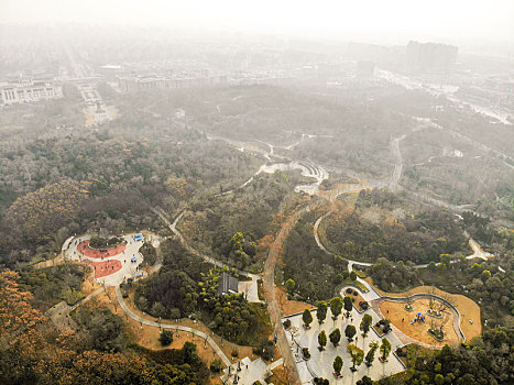 航拍江苏徐州汉文化景区狮子山楚王陵