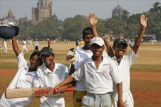 青少年,玩,板球,公园,孟买,印度,南亚