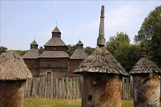 古老,乌克兰,教堂,院子,蜂巢,东欧