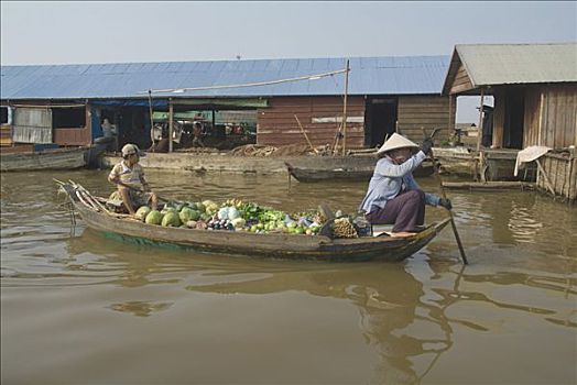 漂浮,乡村,收获,柬埔寨,南亚