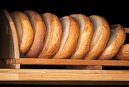 木质,糕点店,台案,新鲜,传统,俄罗斯,小麦面包,聚焦