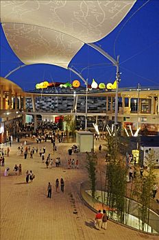 遮阳伞,亭子,黃昏,傍晚,2008世博会,世界博览会,萨拉戈萨,阿拉贡,卡斯提尔,西班牙,欧洲
