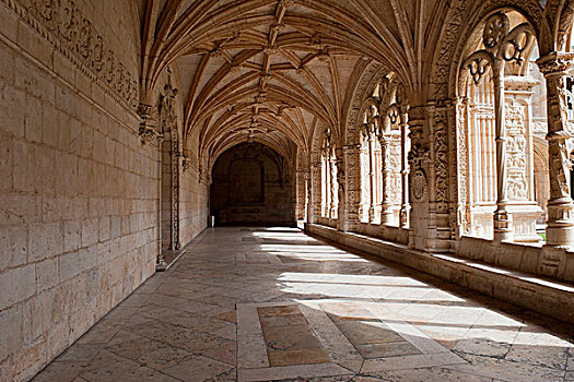院落,回廊,圣哲罗姆派修道院,世界遗产,地区,里斯本,葡萄牙,欧洲