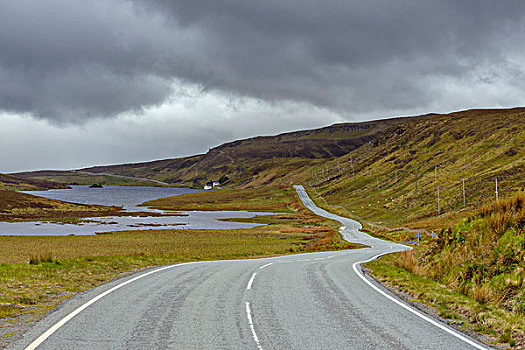 弯曲,沿岸,道路,特色,苏格兰,风景,半岛,斯凯岛,英国