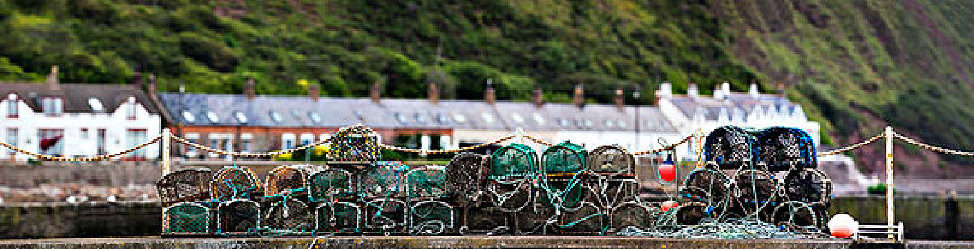 陷阱,堆积,岸边,房子,背景,苏格兰边境,苏格兰