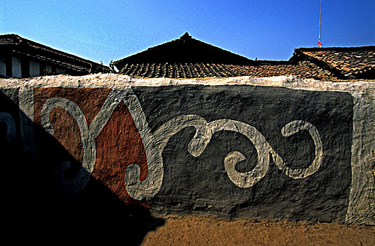 部族,墙壁,艺术,山,乡村,印度