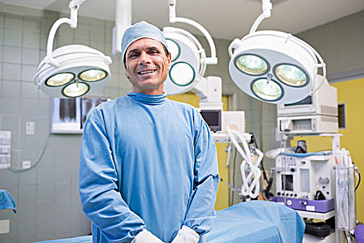 微笑,男性,外科,姿势,手术,手术室