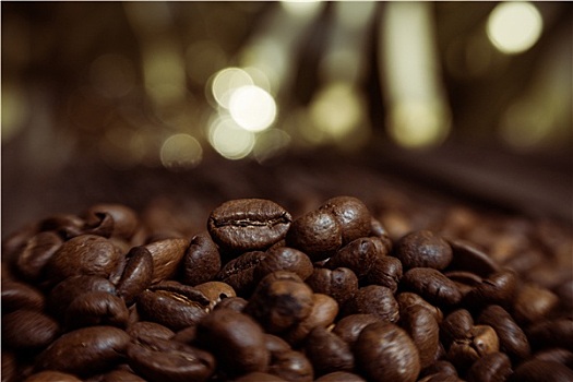 咖啡,低劣,木质背景,新鲜咖啡,咖啡豆,木头,亚麻布,包,就绪,泡制,美味