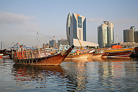 船,迪拜河,黎明