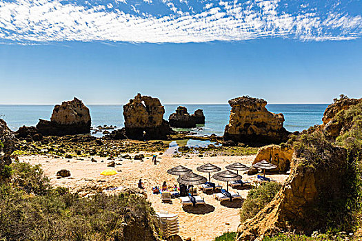 日光浴,岩石构造,阿尔加维,葡萄牙