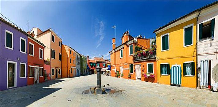 全景,城市,多彩,涂绘,房子,布拉诺岛,威尼斯,意大利,欧洲