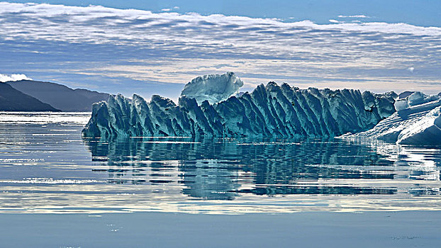 反射,冰山,峡湾,格陵兰